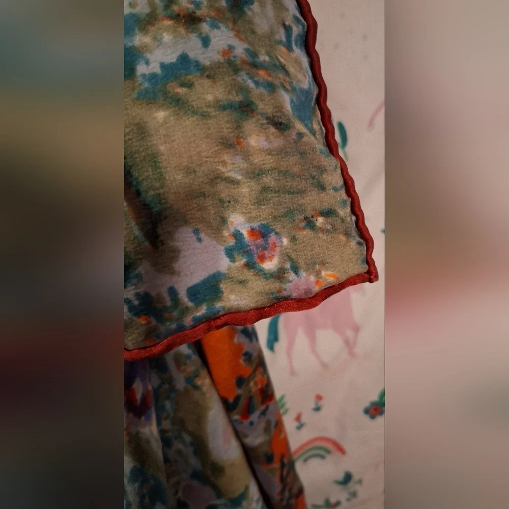 EUC Vintage Gustav Klimt Flower Garden Floral Hand Rolled Silk XL Scarf Wrap